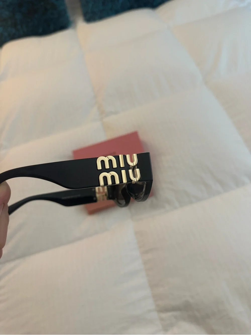 Miu Miu Black Oval Sunglasses with Pink Branded Case and Box